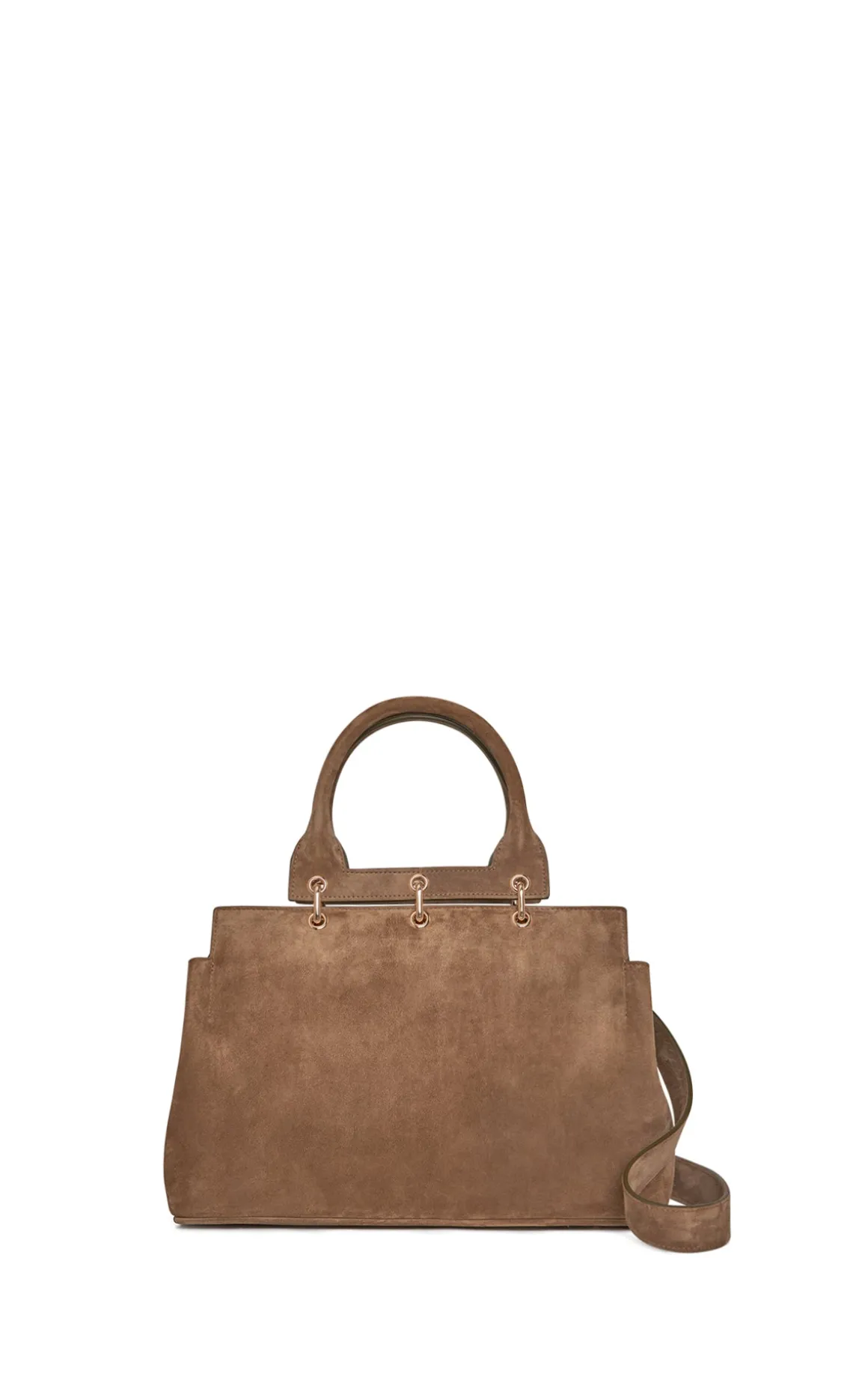 Small Amethyst Tote Bag in Dark Sand Suede