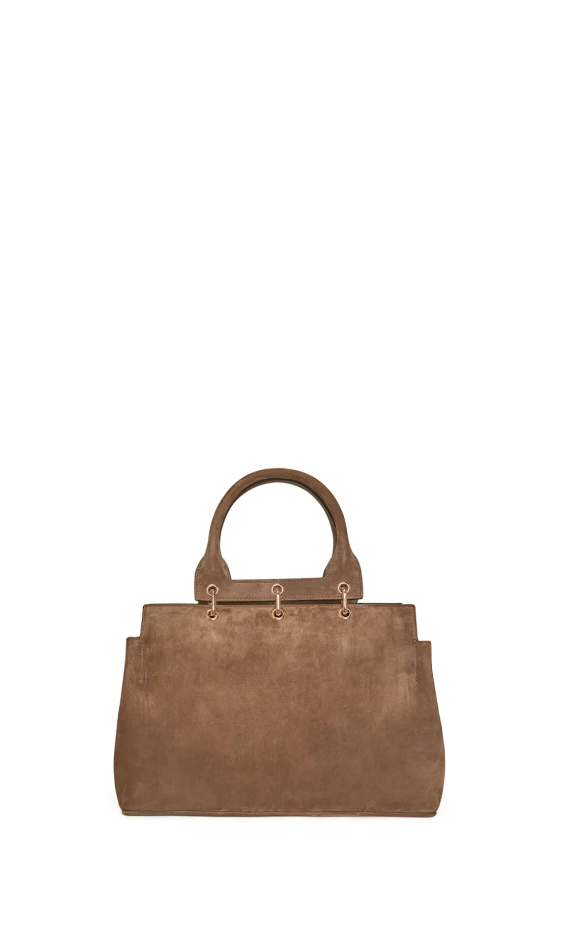 Small Amethyst Tote Bag in Dark Sand Suede