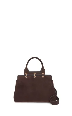 Small Amethyst Tote Bag in Dark Brown Suede