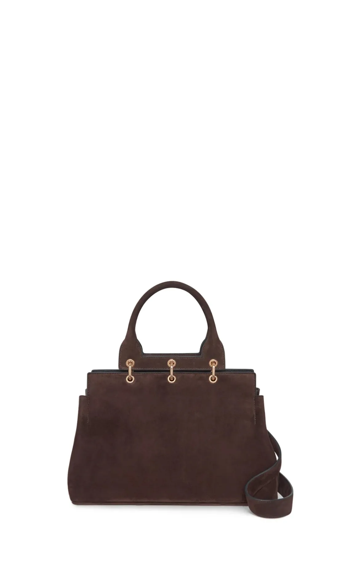 Small Amethyst Tote Bag in Dark Brown Suede