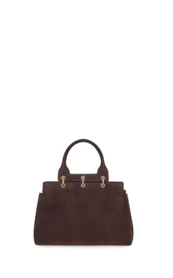 Small Amethyst Tote Bag in Dark Brown Suede