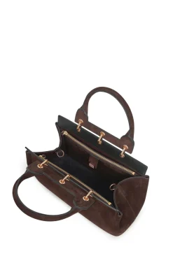 Small Amethyst Tote Bag in Dark Brown Suede