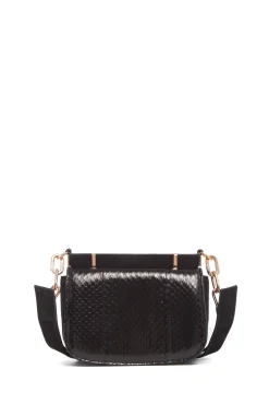 Small Dern Crossbody Bag in Black Snakeskin & Suede