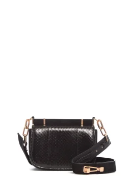 Small Dern Crossbody Bag in Black Snakeskin & Suede