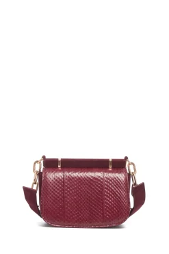 Small Dern Crossbody Bag in Bordeaux Snakeskin & Suede