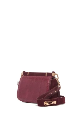 Small Dern Crossbody Bag in Bordeaux Snakeskin & Suede