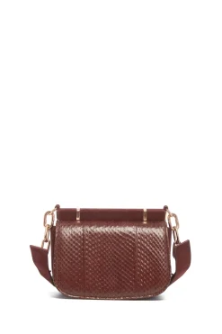 Small Dern Crossbody Bag in Chocolate Snakeskin & Suede