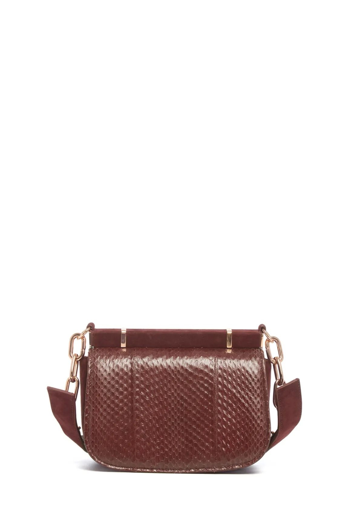 Small Dern Crossbody Bag in Chocolate Snakeskin & Suede