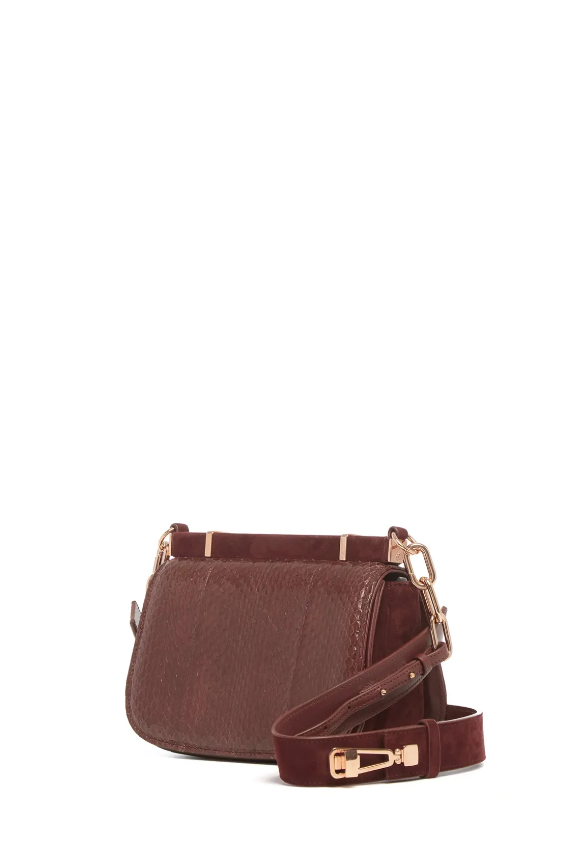 Small Dern Crossbody Bag in Chocolate Snakeskin & Suede