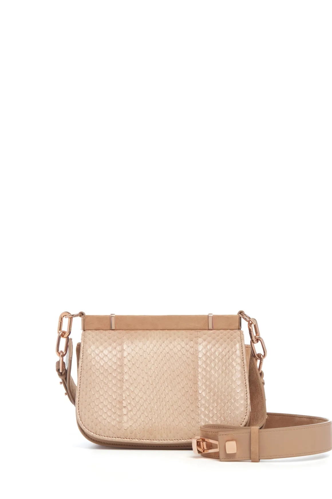 Small Dern Crossbody Bag in Nude Snakeskin & Suede
