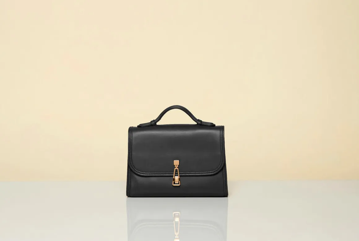 Small Leonora Flap Bag in Black Nappa Leather