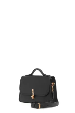 Small Leonora Flap Bag in Black Nappa Leather