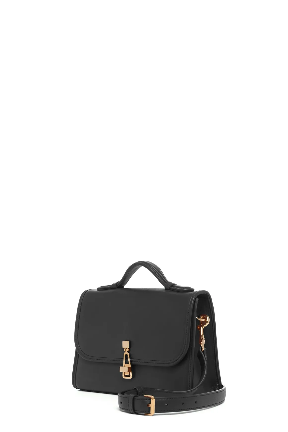 Small Leonora Flap Bag in Black Nappa Leather