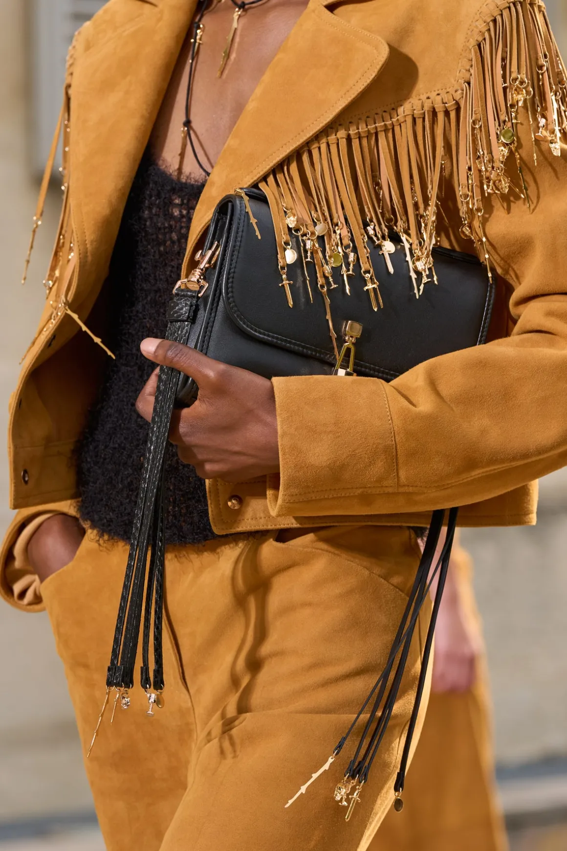 Small Leonora Flap Bag in Black Nappa Leather
