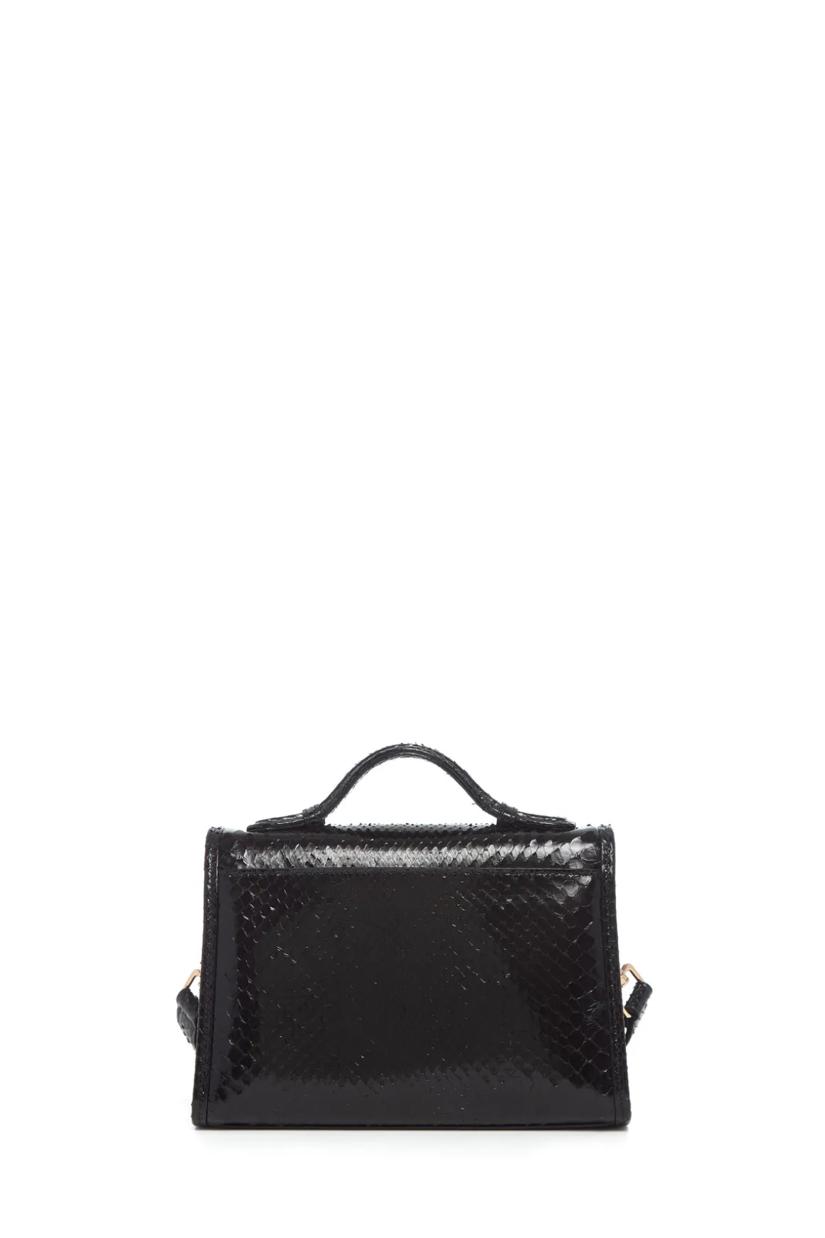 Small Leonora Flap Bag in Black Snakeskin