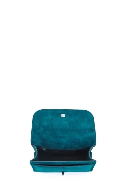 Small Leonora Flap Bag in Bottle Green Suede