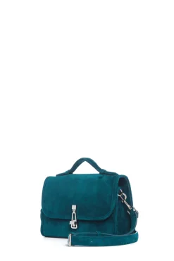 Small Leonora Flap Bag in Bottle Green Suede