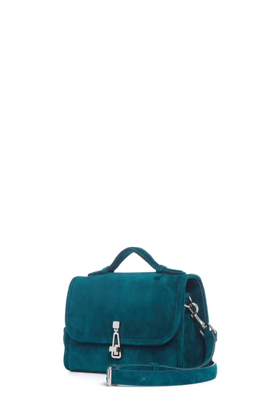 Small Leonora Flap Bag in Bottle Green Suede