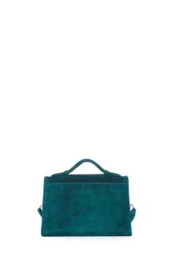 Small Leonora Flap Bag in Bottle Green Suede