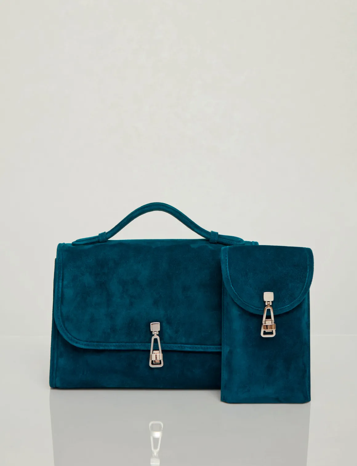 Small Leonora Flap Bag in Bottle Green Suede