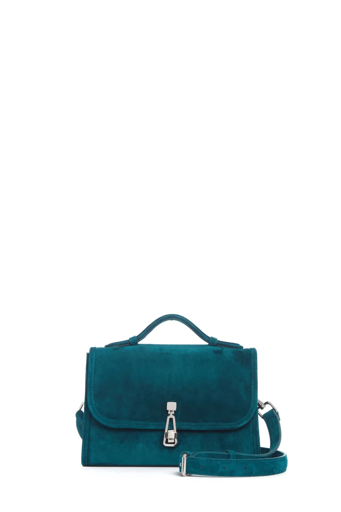 Small Leonora Flap Bag in Bottle Green Suede