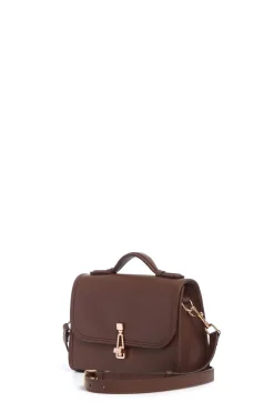 Small Leonora Flap Bag in Chocolate Leather