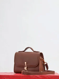 Small Leonora Flap Bag in Chocolate Leather