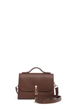 Small Leonora Flap Bag in Chocolate Leather