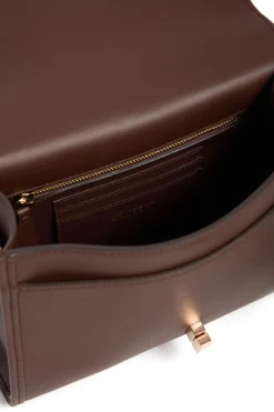 Small Leonora Flap Bag in Chocolate Leather