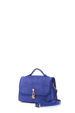 Small Leonora Flap Bag in Cobalt Suede