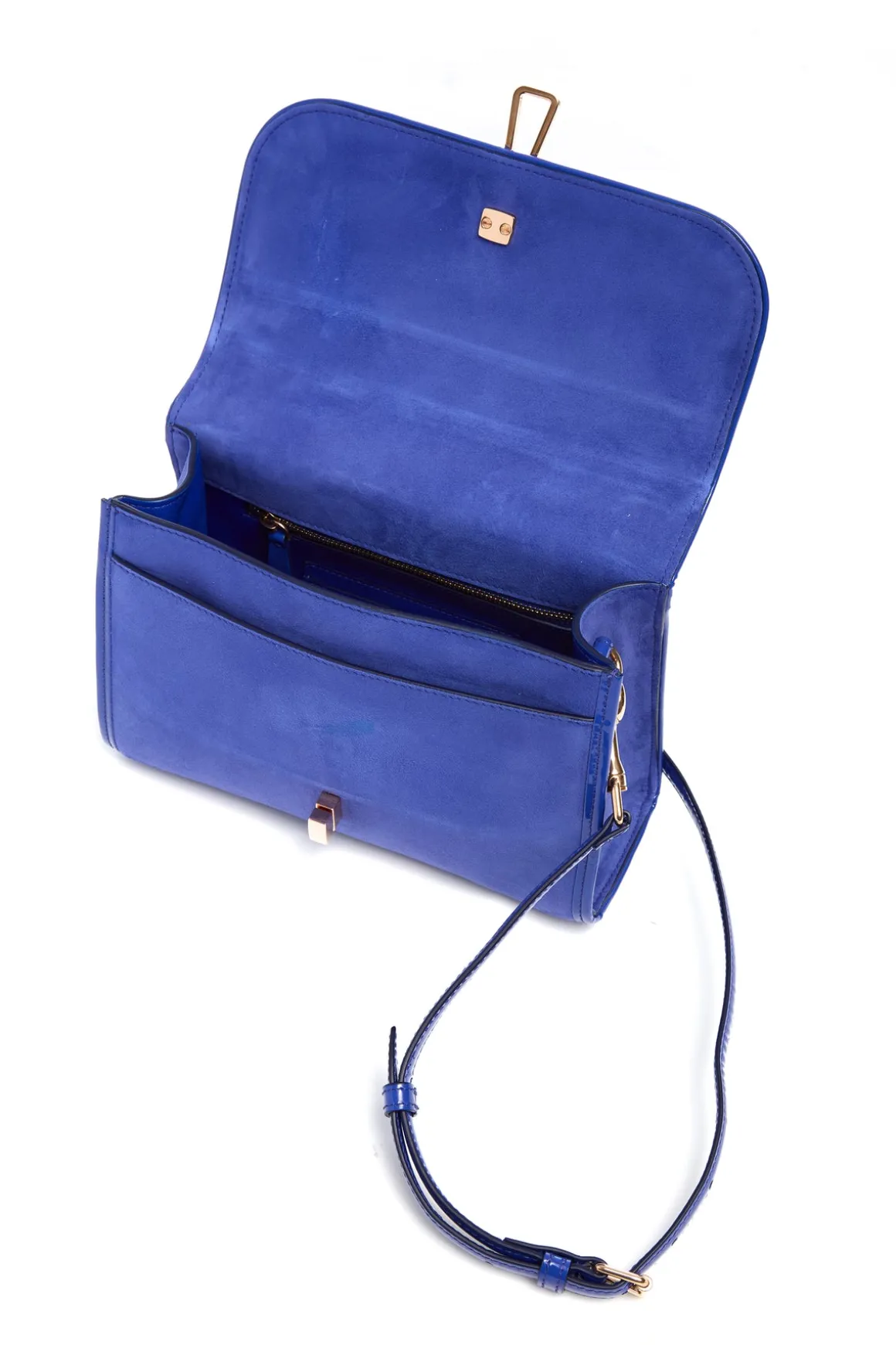Small Leonora Flap Bag in Cobalt Suede