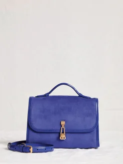 Small Leonora Flap Bag in Cobalt Suede