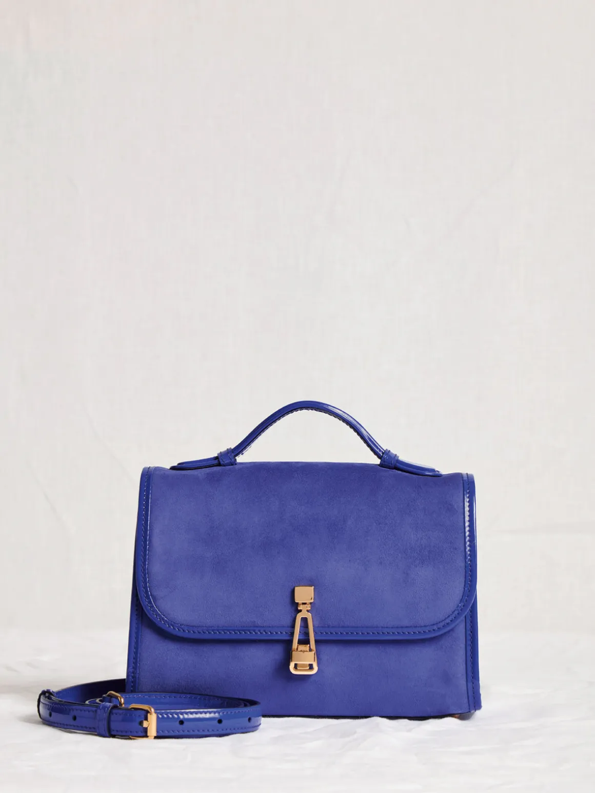Small Leonora Flap Bag in Cobalt Suede