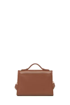 Small Leonora Flap Bag in Cognac Nappa Leather