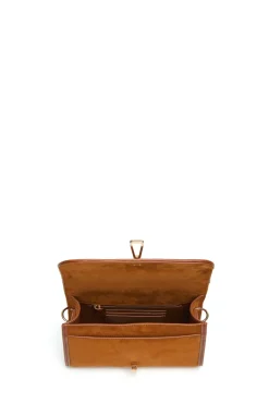 Small Leonora Flap Bag in Cognac Suede