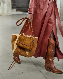 Small Leonora Flap Bag in Cognac Suede