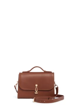 Small Leonora Flap Bag in Cognac Leather