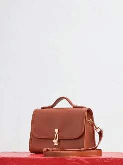 Small Leonora Flap Bag in Cognac Leather