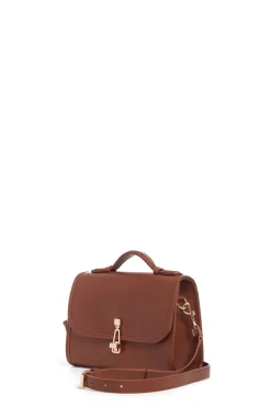 Small Leonora Flap Bag in Cognac Leather