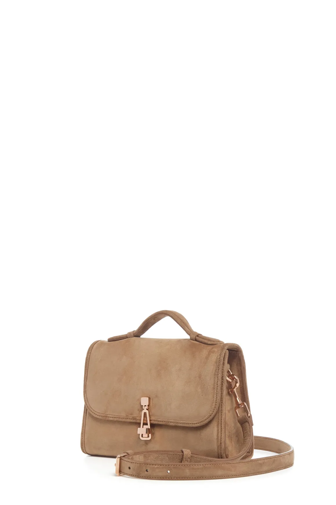 Small Leonora Flap Bag in Dark Sand Suede