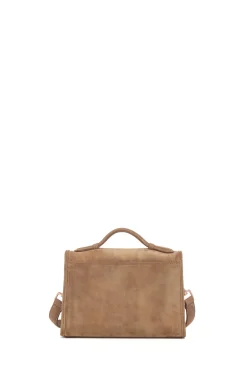 Small Leonora Flap Bag in Dark Sand Suede
