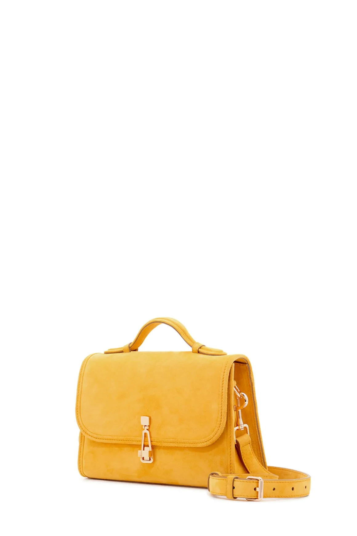 Small Leonora Flap Bag in Golden Birch Suede