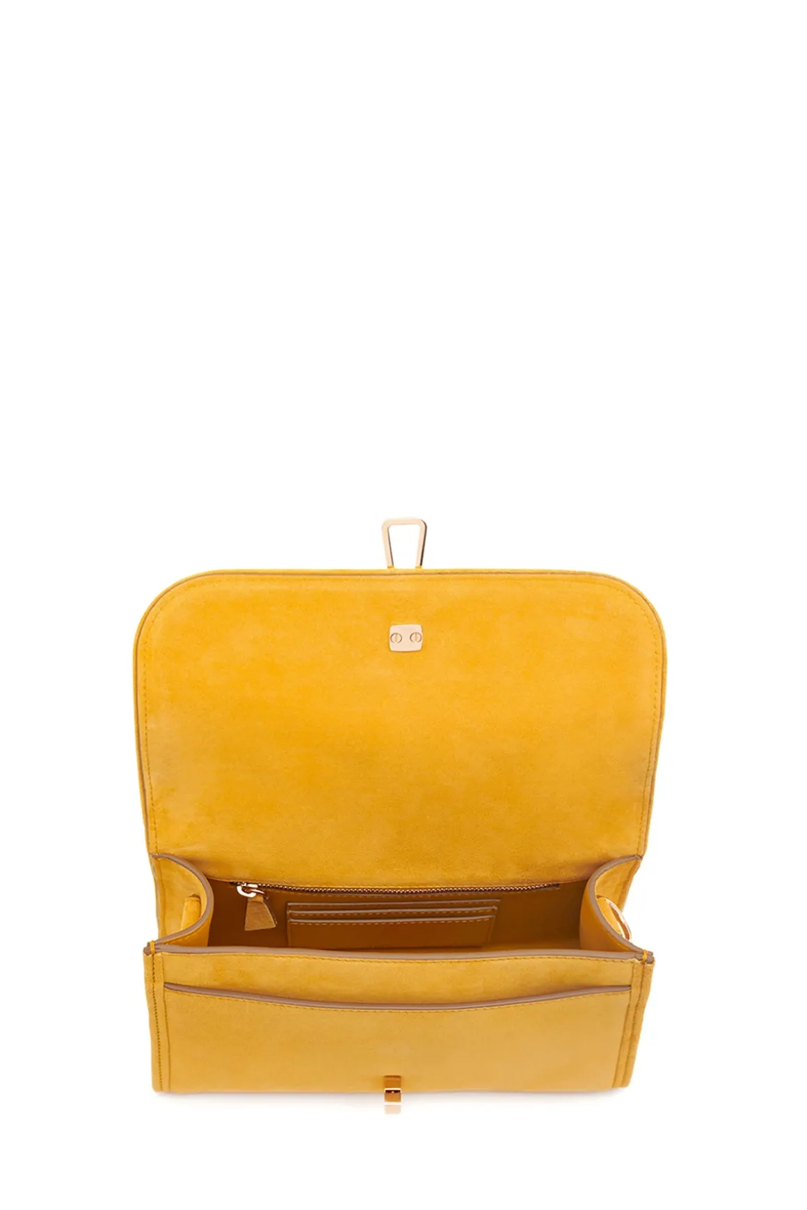 Small Leonora Flap Bag in Golden Birch Suede