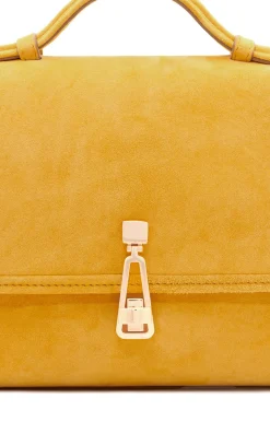 Small Leonora Flap Bag in Golden Birch Suede