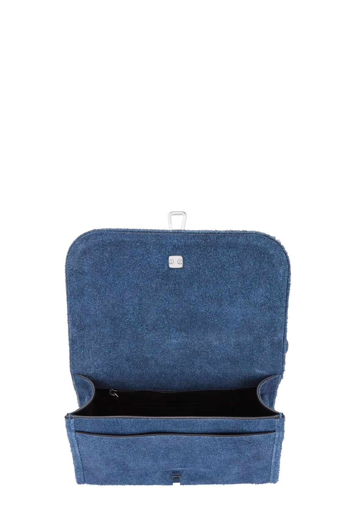 Small Leonora Flap Bag in Light Blue Suede Denim