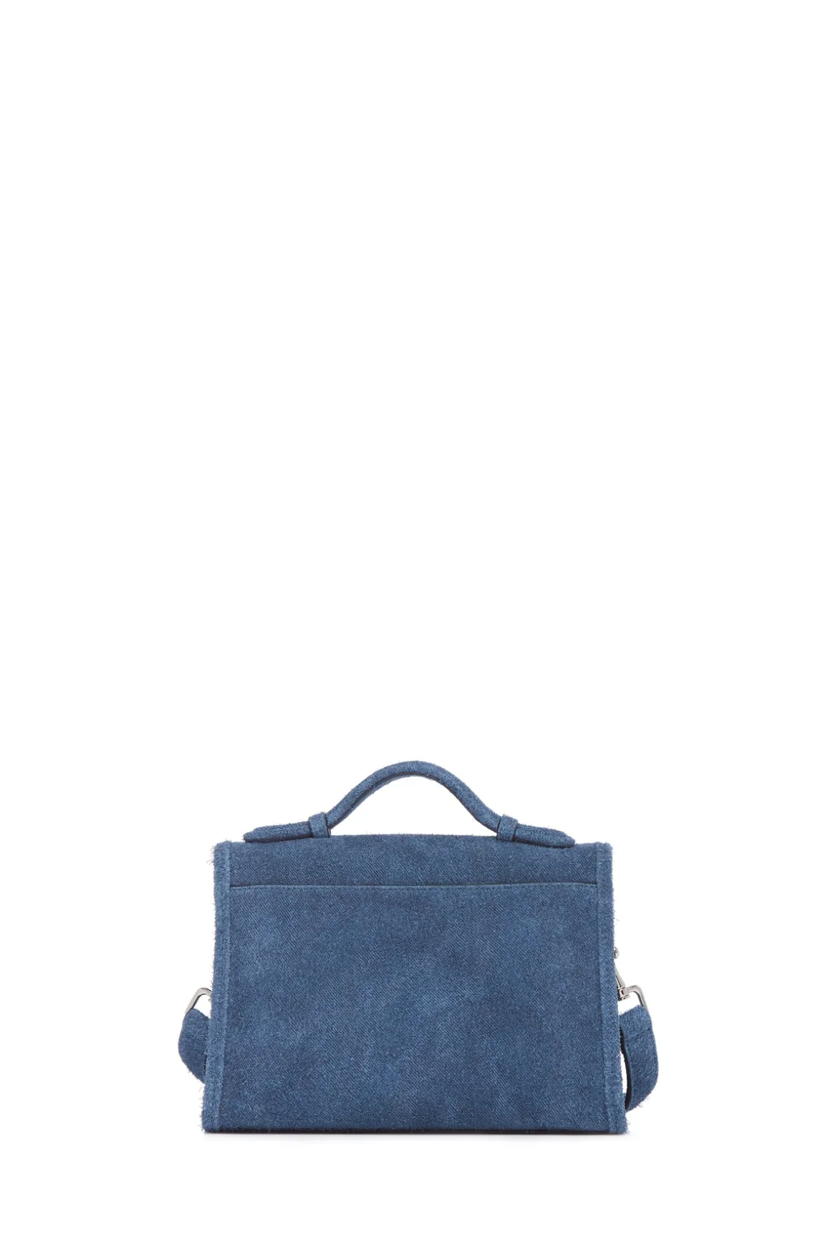 Small Leonora Flap Bag in Light Blue Suede Denim
