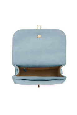Small Leonora Flap Bag in Light Blue Suede