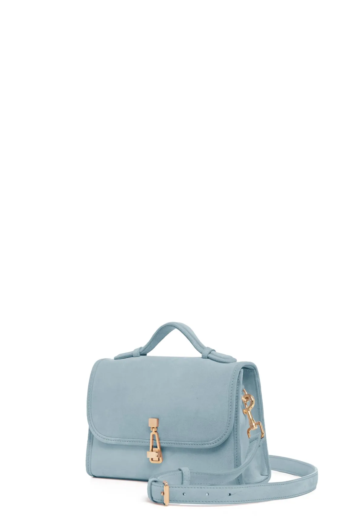 Small Leonora Flap Bag in Light Blue Suede
