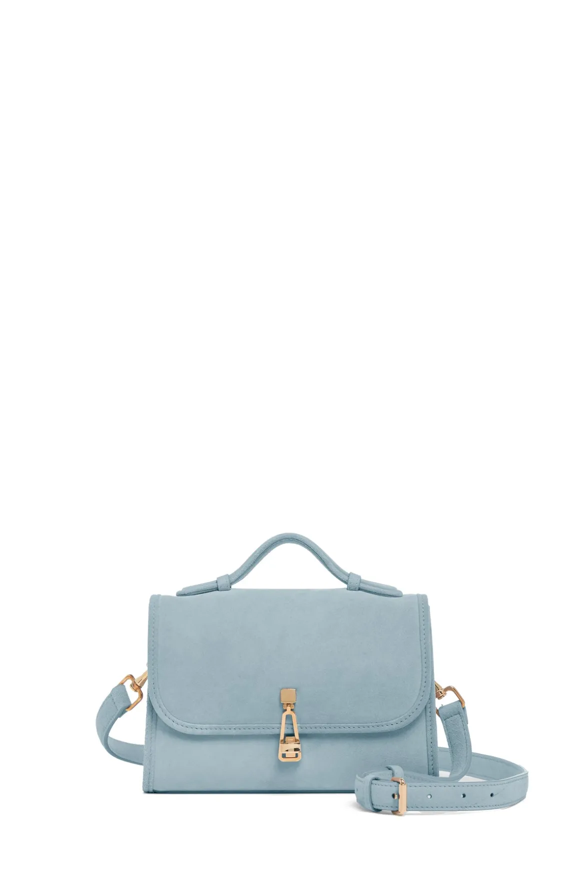 Small Leonora Flap Bag in Light Blue Suede