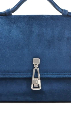 Small Leonora Flap Bag in Navy Suede